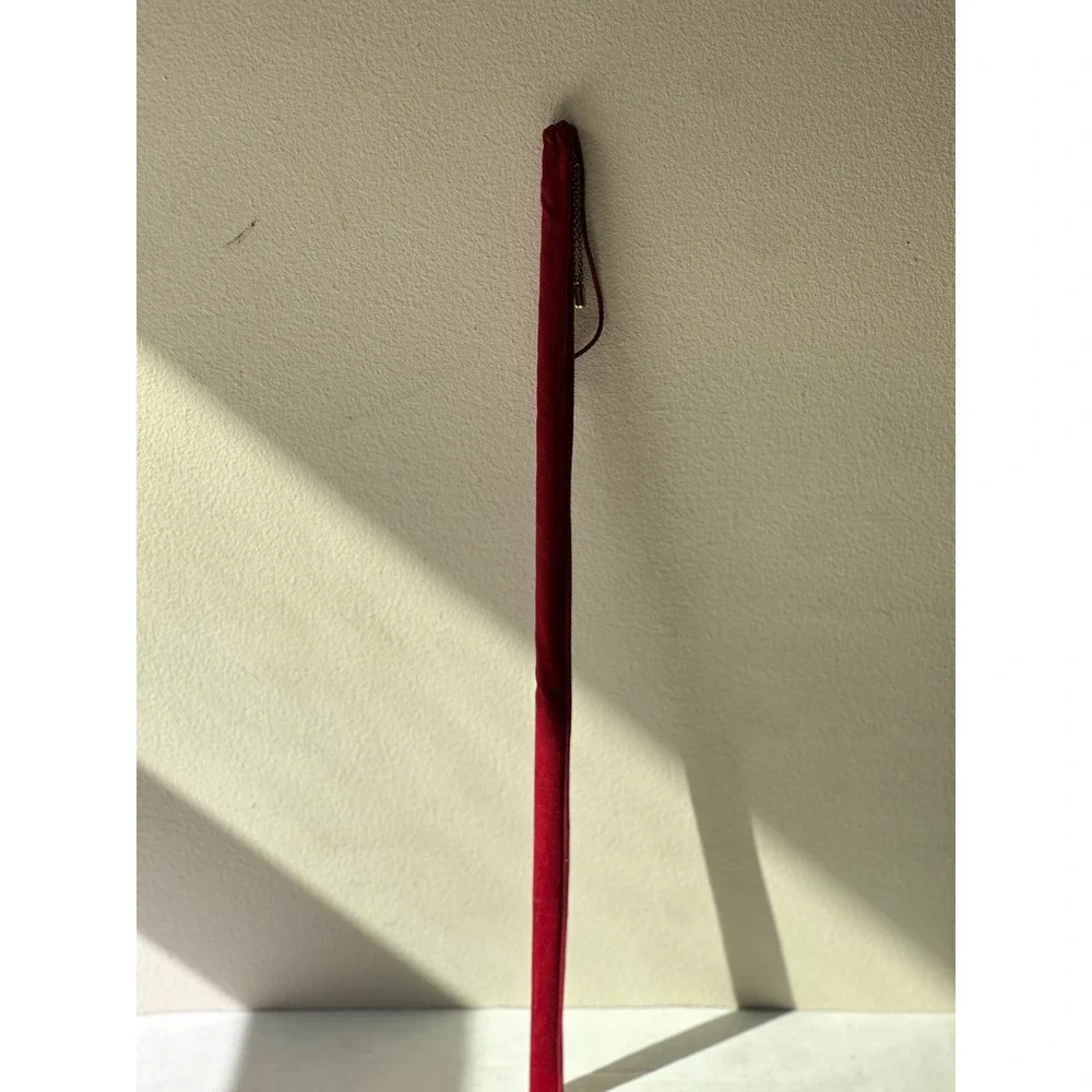 Vintage Brass Candle Lighter Long Wand Flint Style with Red Velvet Sleeve -As Is